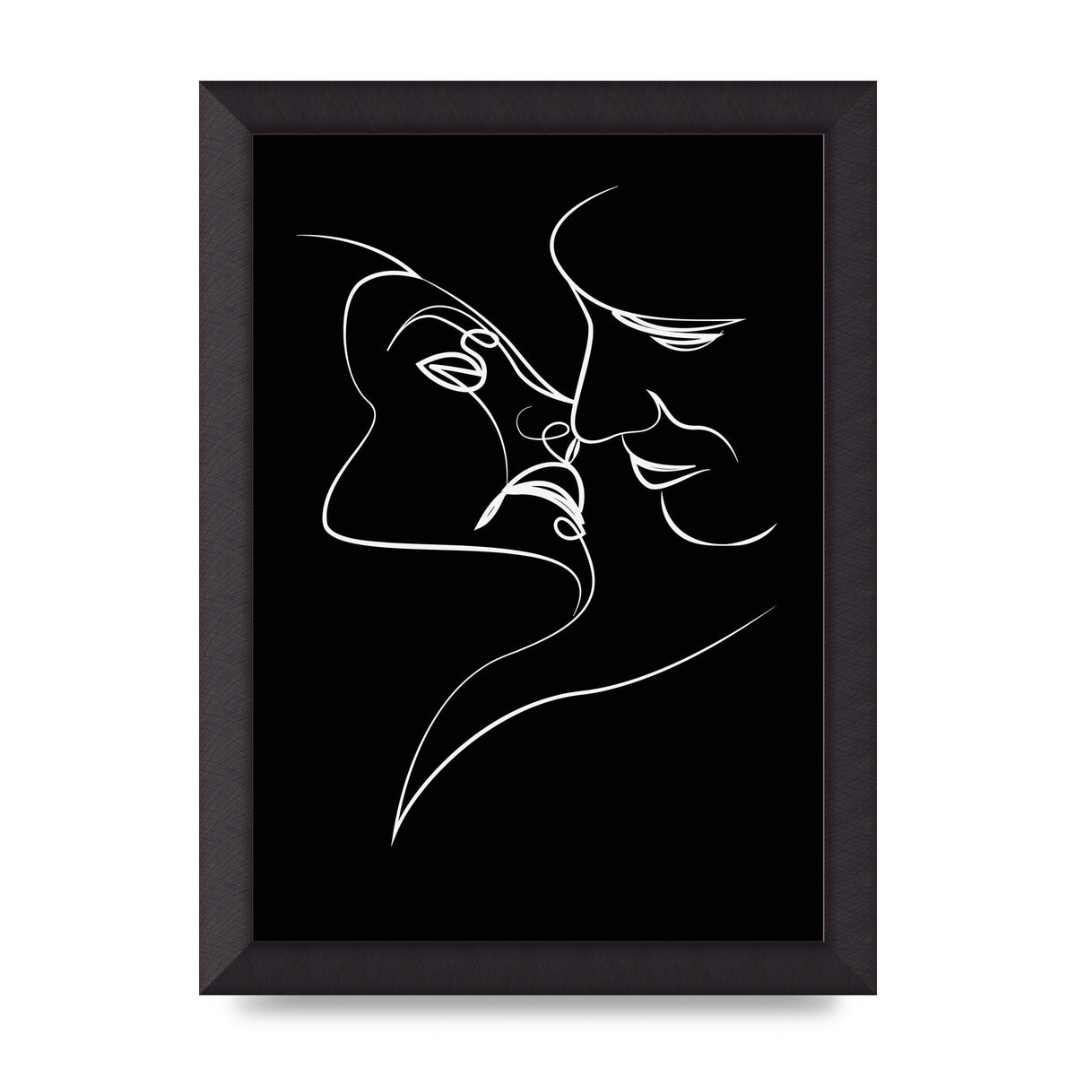 The Kiss Line Drawing Black White Art For The Home - A4 framed