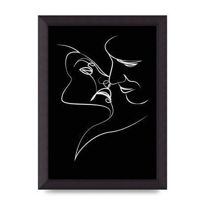 The Kiss Line Drawing Black White Art For The Home - A4 framed
