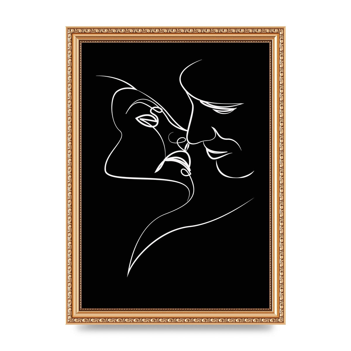The Kiss Line Drawing Black White Art For The Home - A4 framed