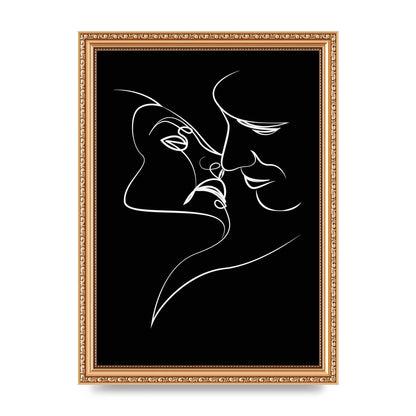 The Kiss Line Drawing Black White Art For The Home - A4 framed