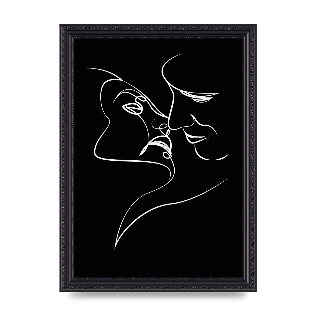 The Kiss Line Drawing Black White Art For The Home - A4 framed