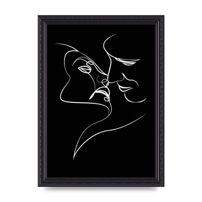 The Kiss Line Drawing Black White Art For The Home - A4 framed