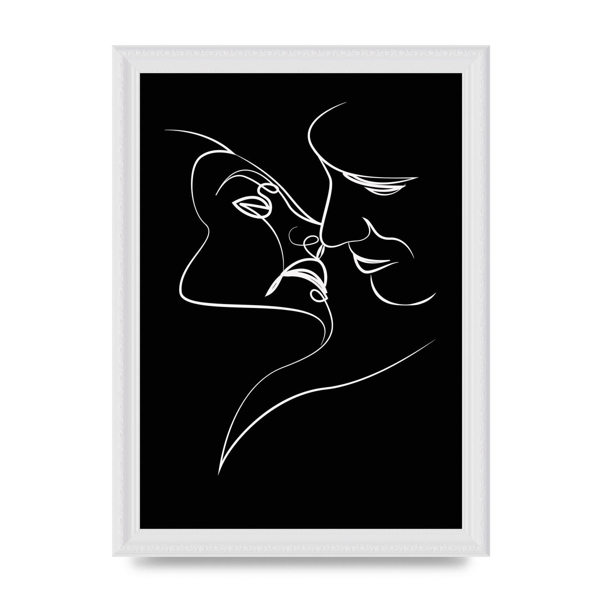 The Kiss Line Drawing Black White Art For The Home - A4 framed