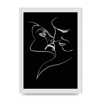 The Kiss Line Drawing Black White Art For The Home - A4 framed