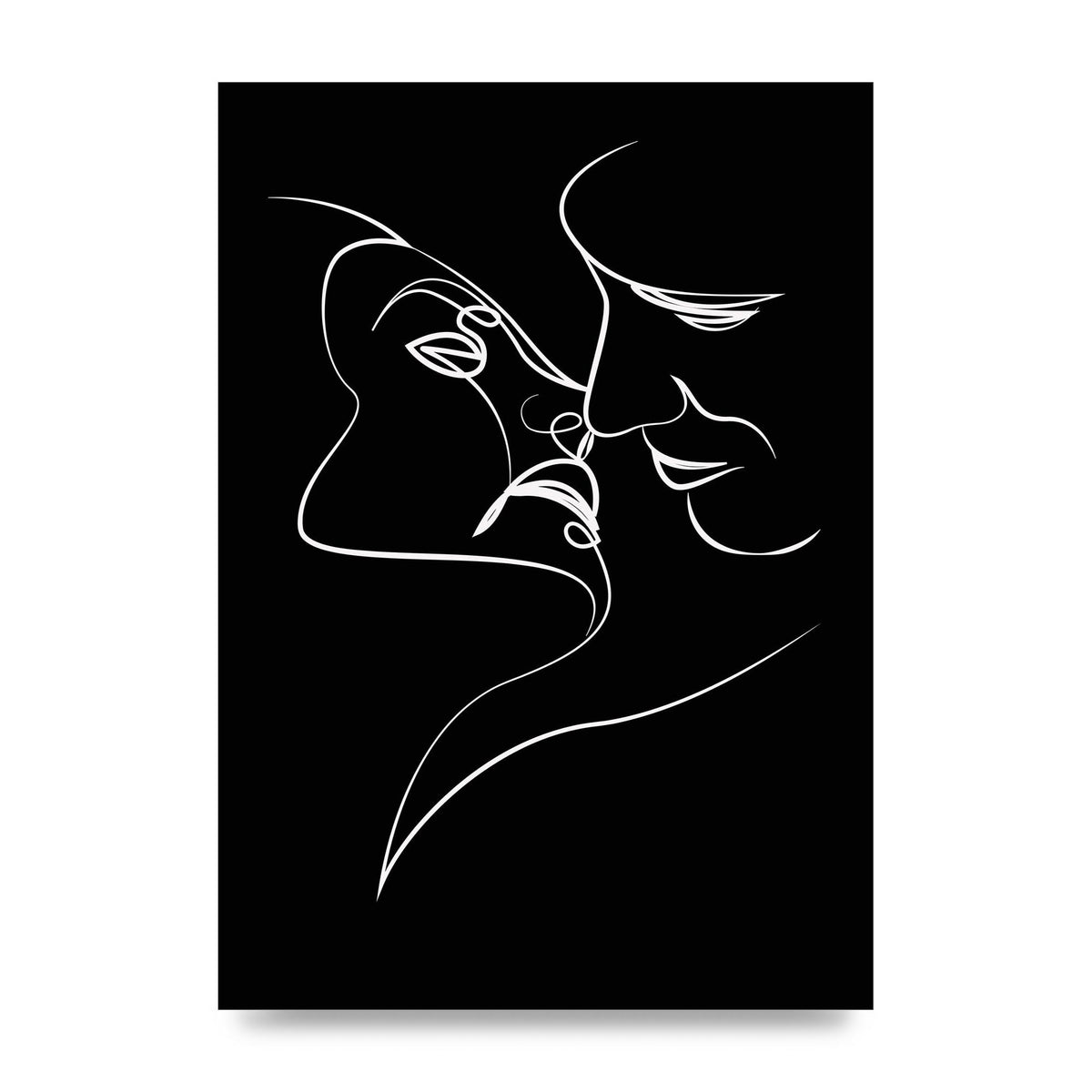 The Kiss Line Drawing Black White Art For The Home - unframed print