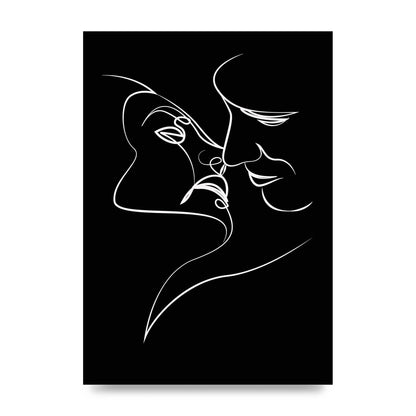 The Kiss Line Drawing Black White Art For The Home - unframed print