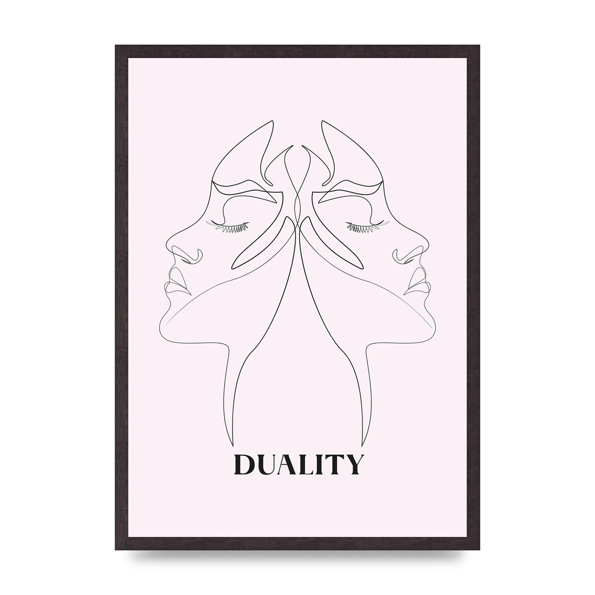 Duality Line Drawing Black White Printed Poster - A2 framed