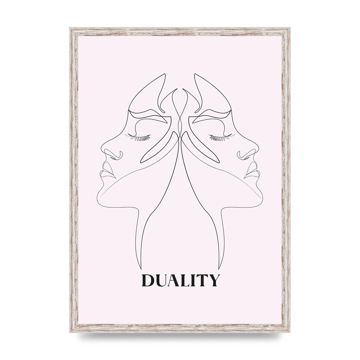 Duality Line Drawing Black White Printed Poster - A2 framed