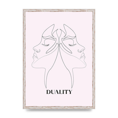 Duality Line Drawing Black White Printed Poster - A2 framed