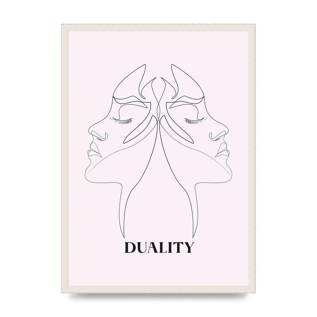Duality Line Drawing Black White Printed Poster - A2 framed