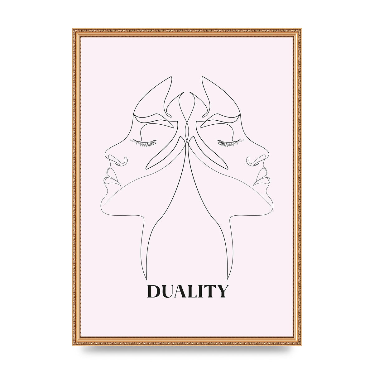 Duality Line Drawing Black White Printed Poster - A2 framed