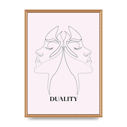 Duality Line Drawing Black White Printed Poster - A2 framed