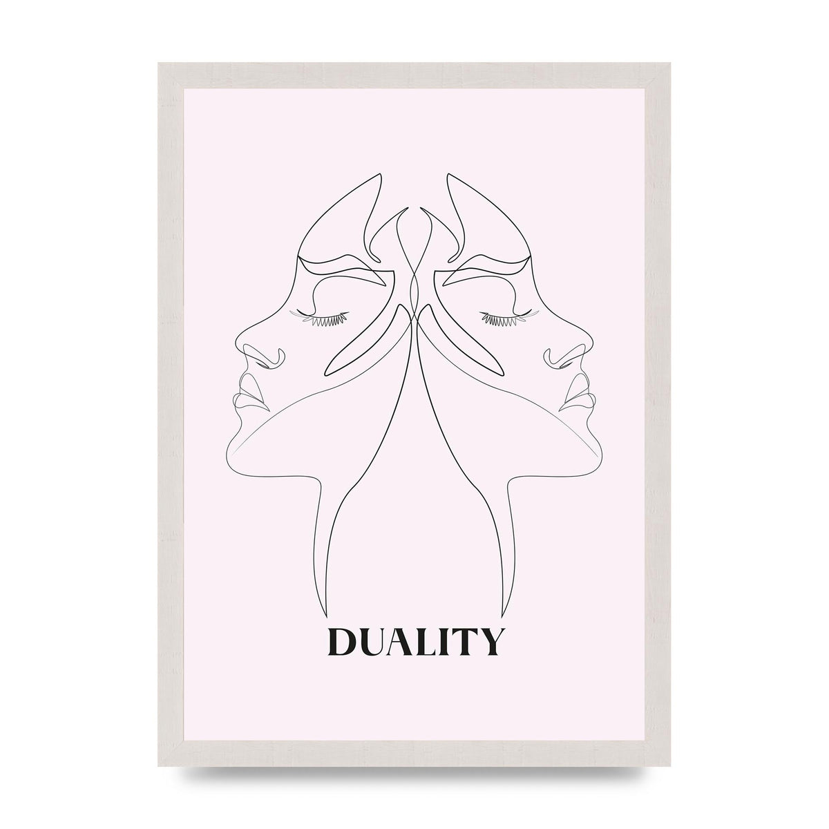 Duality Line Drawing Black White Printed Poster - A3 framed