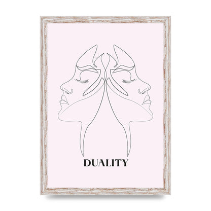 Duality Line Drawing Black White Printed Poster - A3 framed