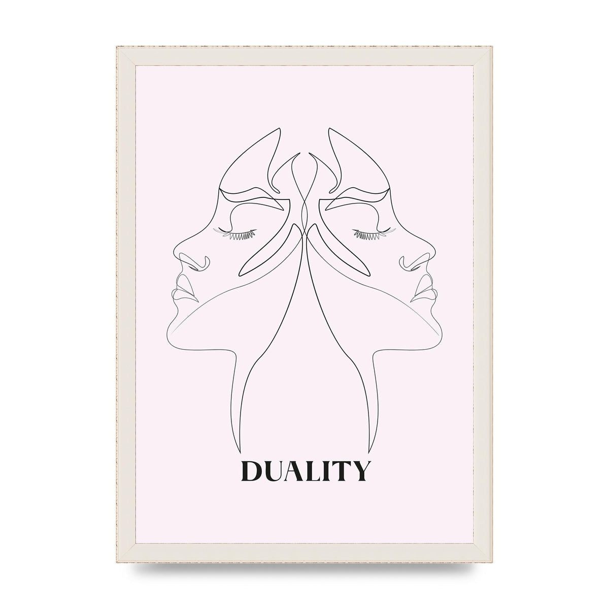 Duality Line Drawing Black White Printed Poster - A3 framed