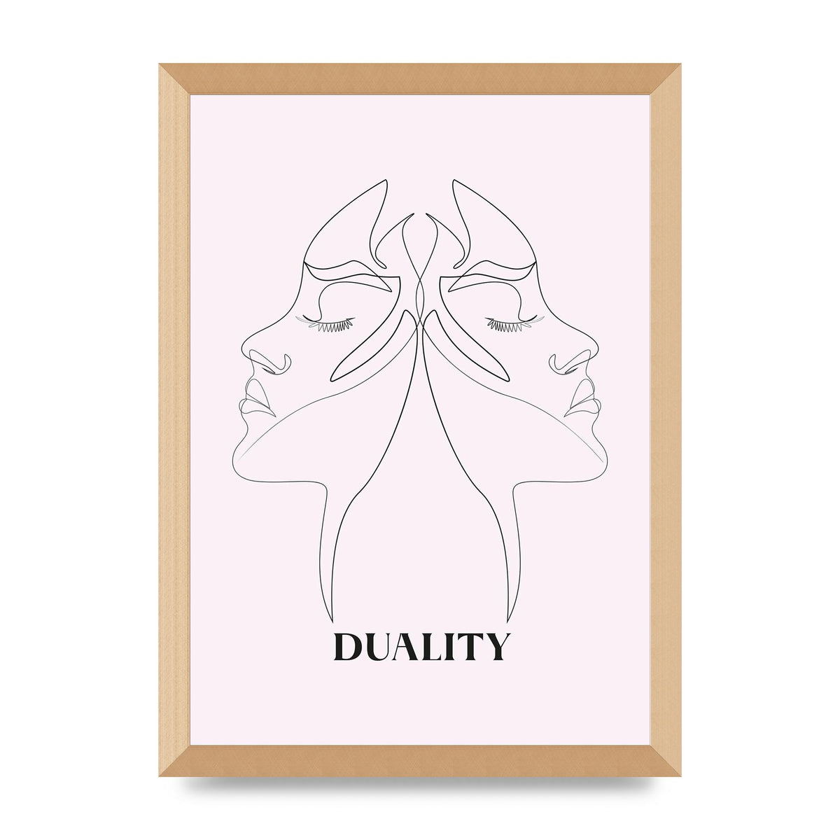 Duality Line Drawing Black White Printed Poster - A3 framed