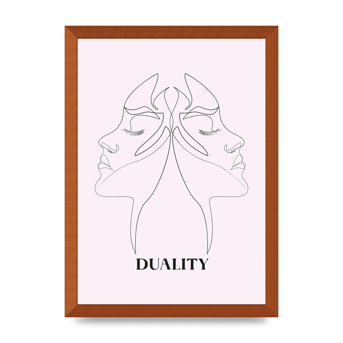 Duality Line Drawing Black White Printed Poster - A3 framed