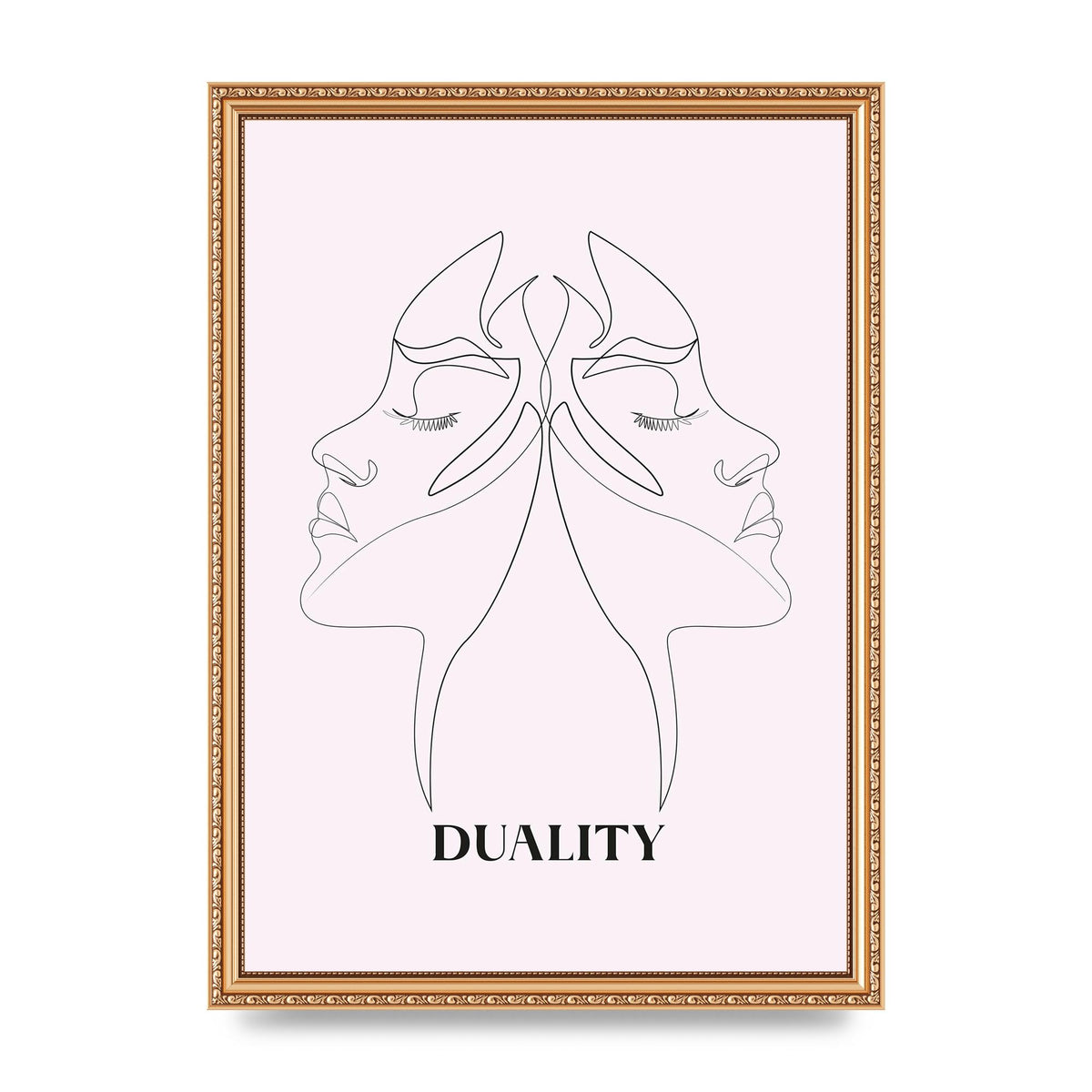 Duality Line Drawing Black White Printed Poster - A3 framed