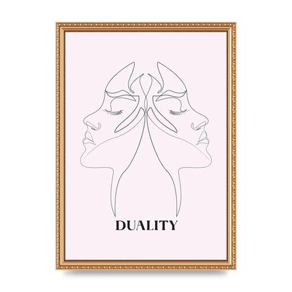 Duality Line Drawing Black White Printed Poster - A3 framed