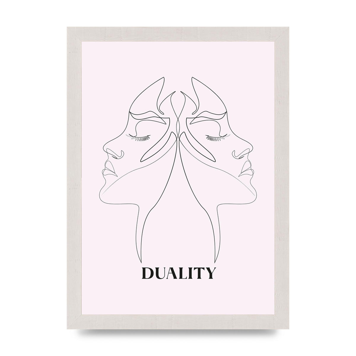 Duality Line Drawing Black White Printed Poster - A4 framed