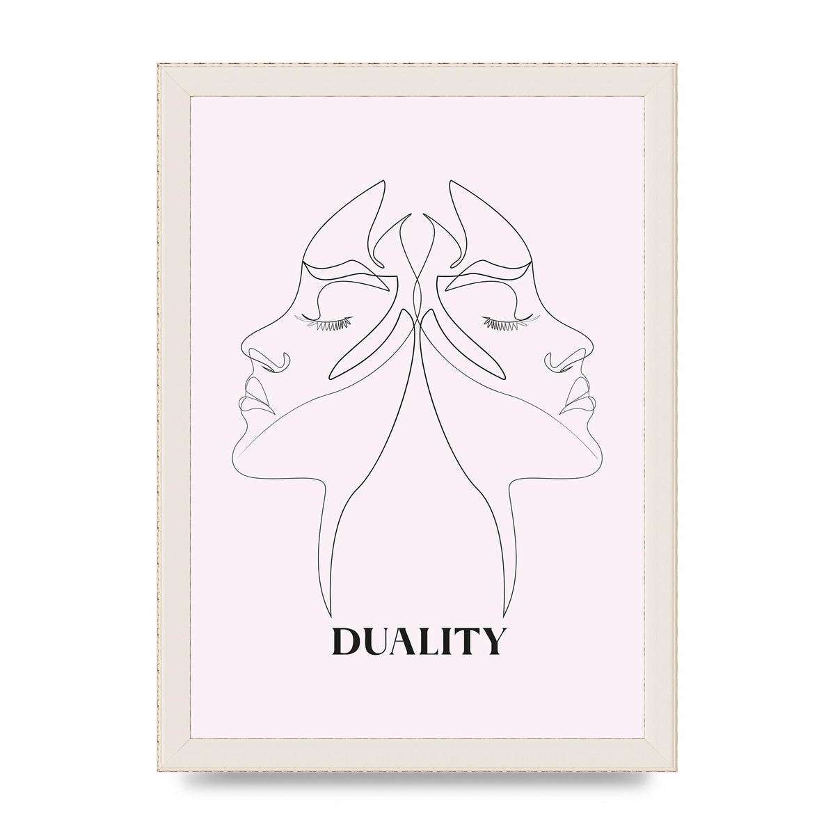 Duality Line Drawing Black White Printed Poster - A4 framed
