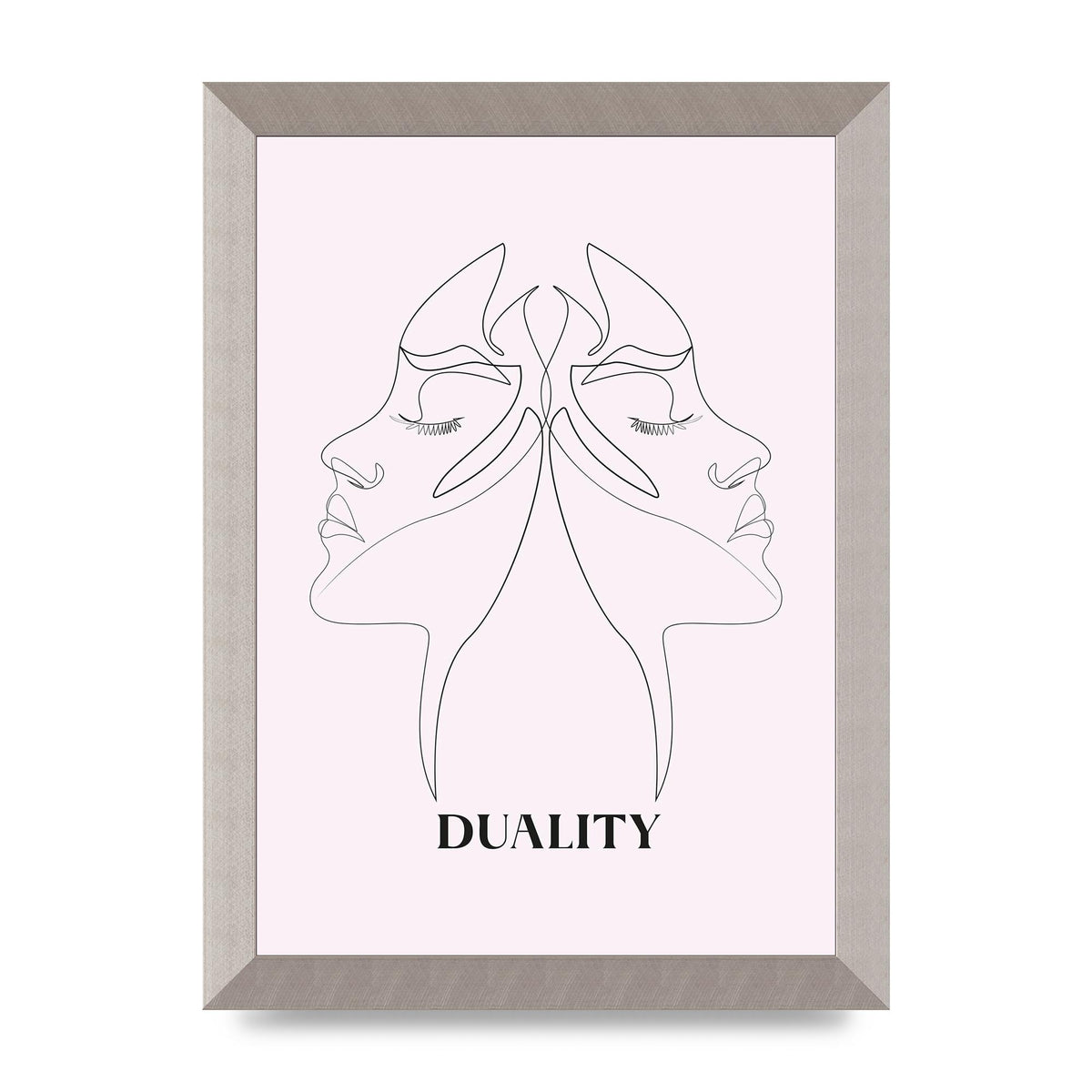 Duality Line Drawing Black White Printed Poster - A4 framed