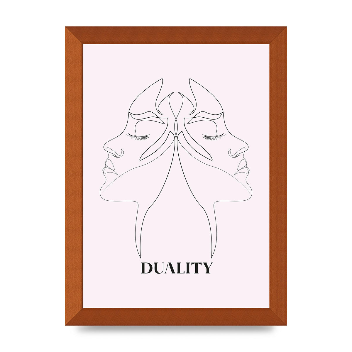 Duality Line Drawing Black White Printed Poster - A4 framed