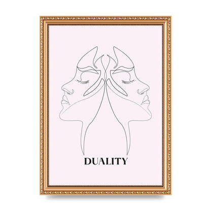 Duality Line Drawing Black White Printed Poster - A4 framed