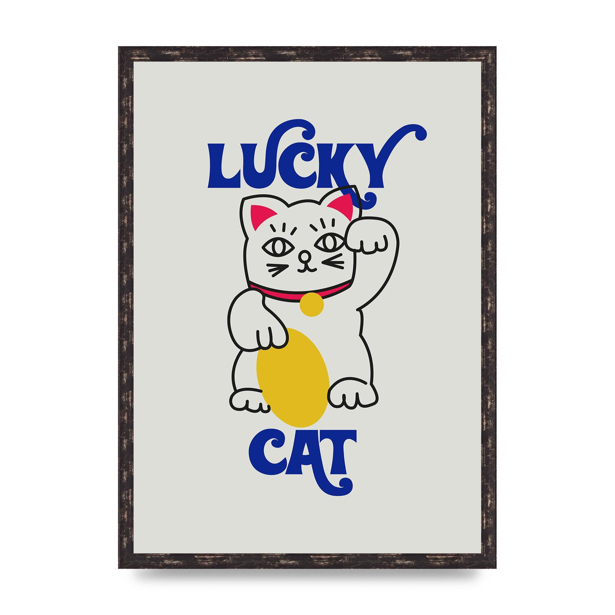 Lucky Cat Cartoon" Art For The Home - A2 framed