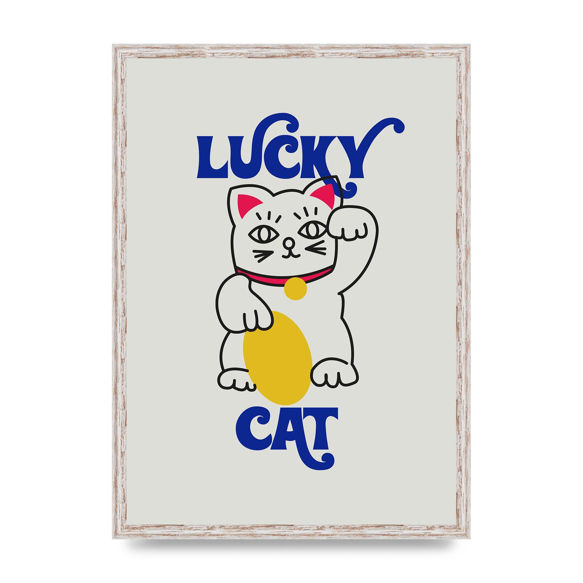 Lucky Cat Cartoon" Art For The Home - A2 framed