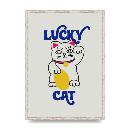 Lucky Cat Cartoon" Art For The Home - A2 framed