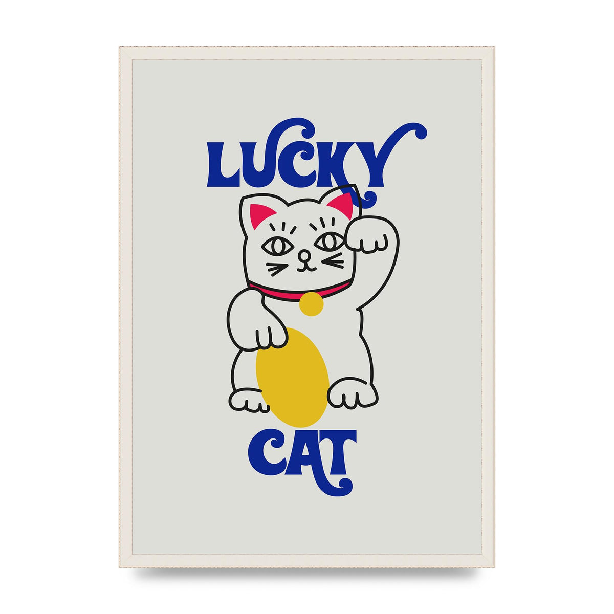 Lucky Cat Cartoon" Art For The Home - A2 framed