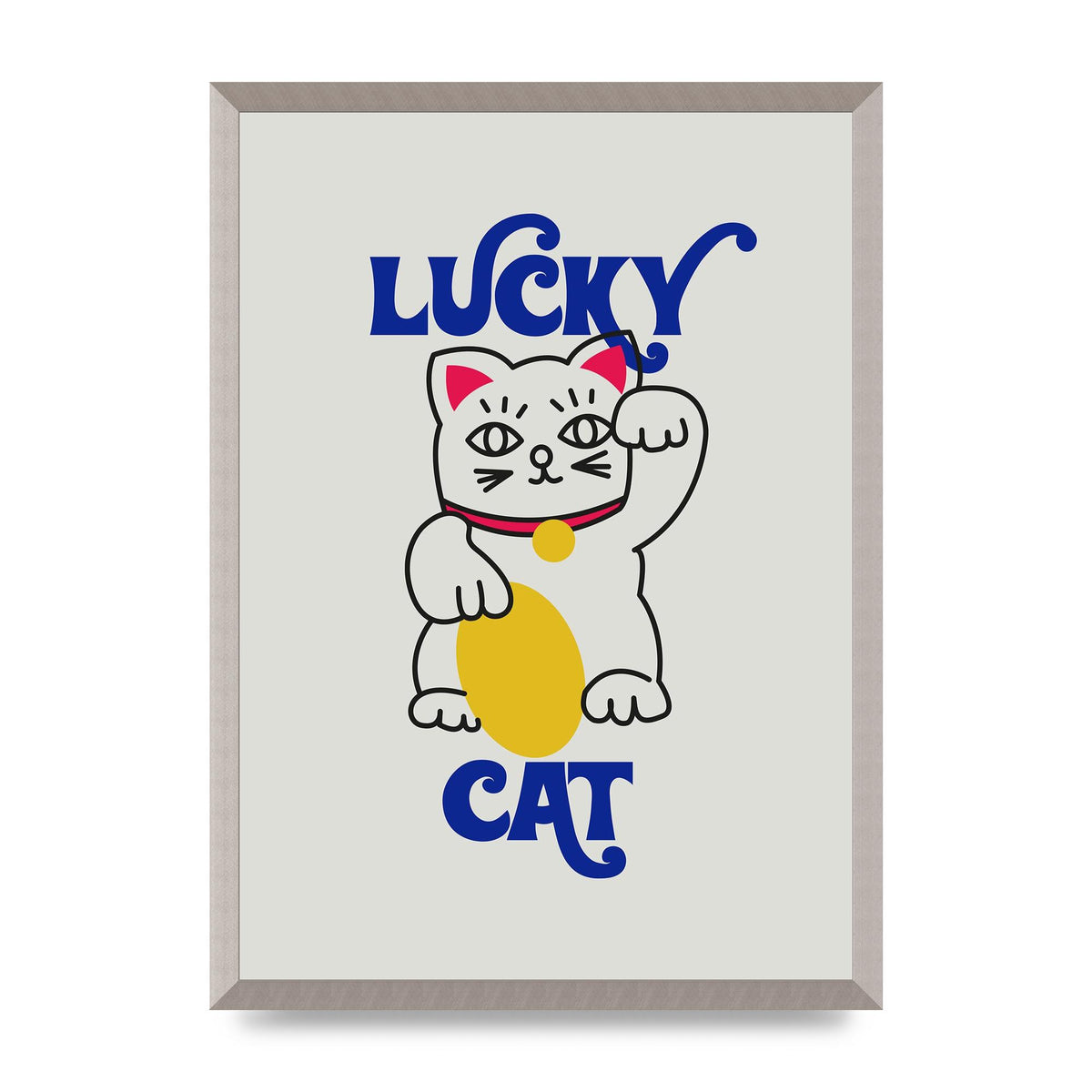 Lucky Cat Cartoon" Art For The Home - A2 framed