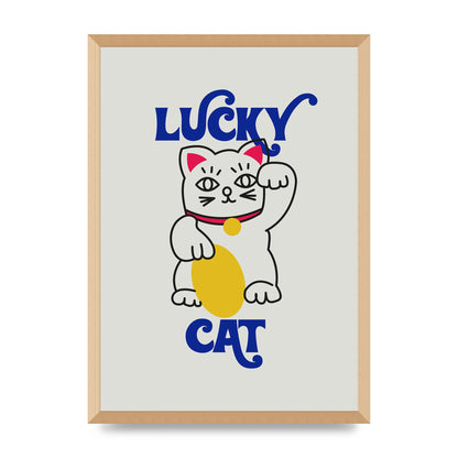 Lucky Cat Cartoon" Art For The Home - A2 framed