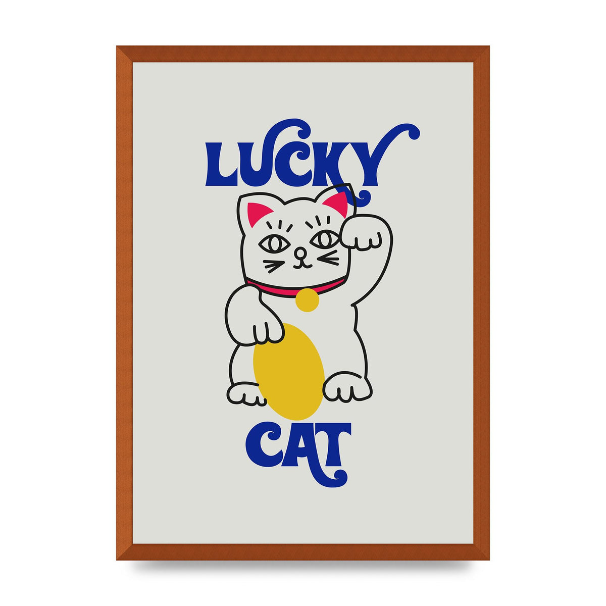 Lucky Cat Cartoon" Art For The Home - A2 framed