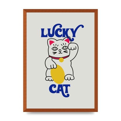 Lucky Cat Cartoon" Art For The Home - A2 framed