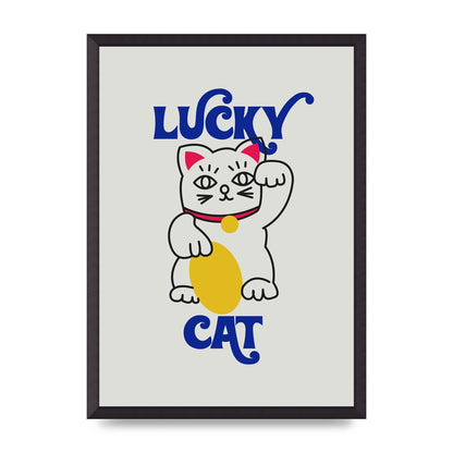 Lucky Cat Cartoon" Art For The Home - A2 framed