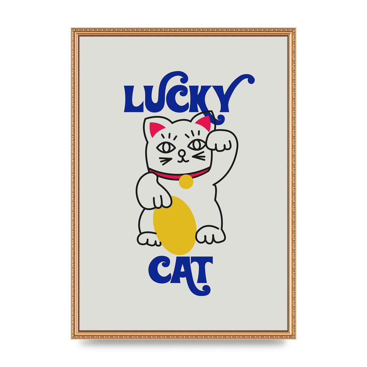 Lucky Cat Cartoon" Art For The Home - A2 framed