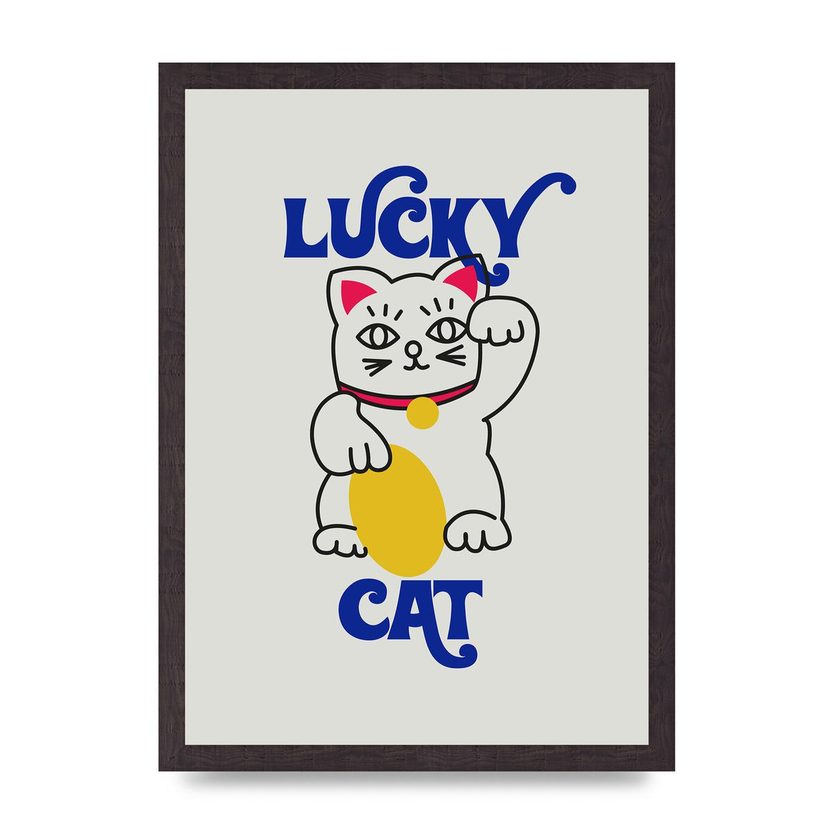 Lucky Cat Cartoon" Art For The Home - A3 framed