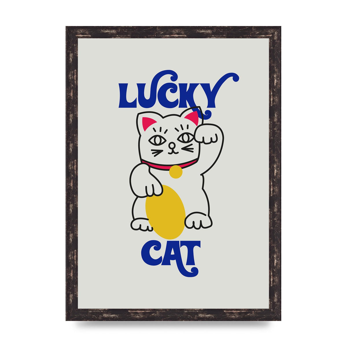 Lucky Cat Cartoon" Art For The Home - A3 framed