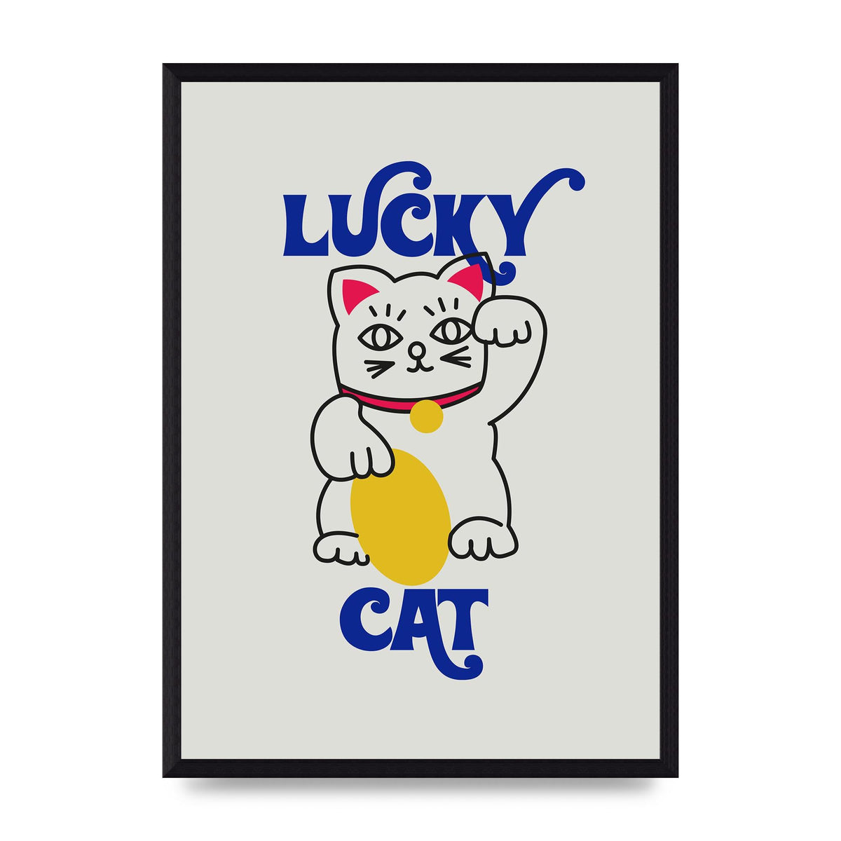 Lucky Cat Cartoon" Art For The Home - A3 framed