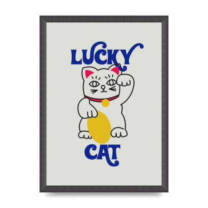 Lucky Cat Cartoon" Art For The Home - A3 framed