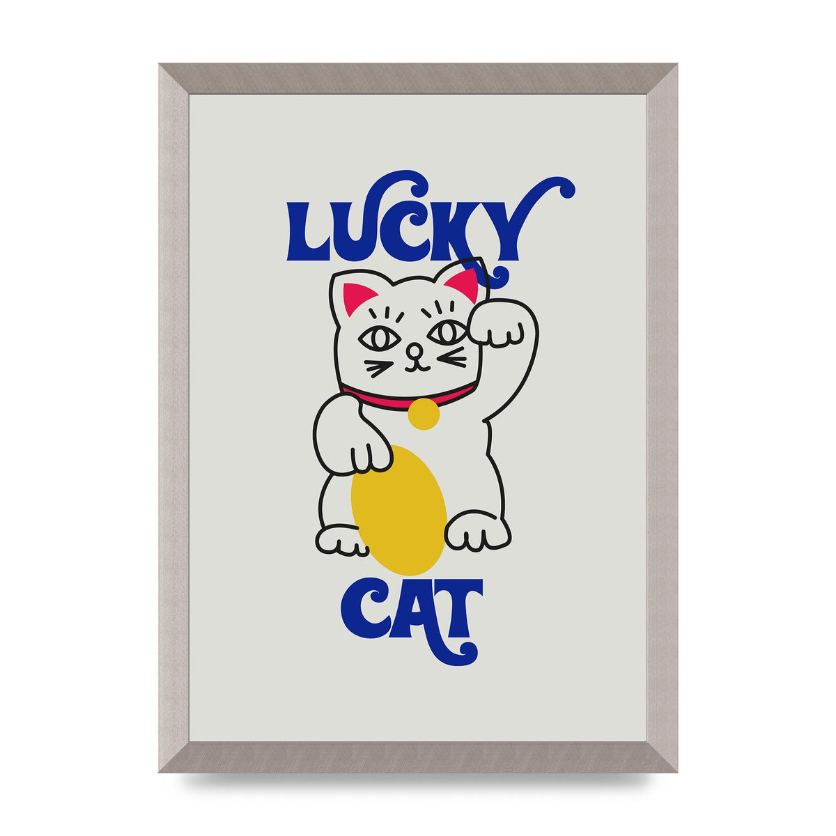 Lucky Cat Cartoon" Art For The Home - A3 framed