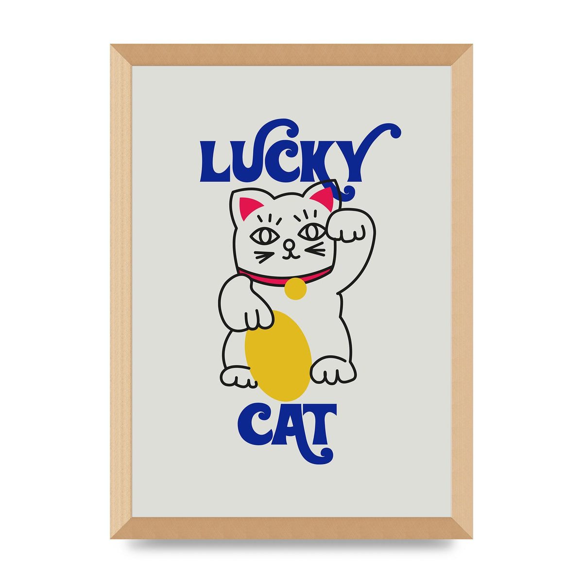 Lucky Cat Cartoon" Art For The Home - A3 framed