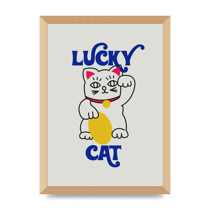 Lucky Cat Cartoon" Art For The Home - A3 framed