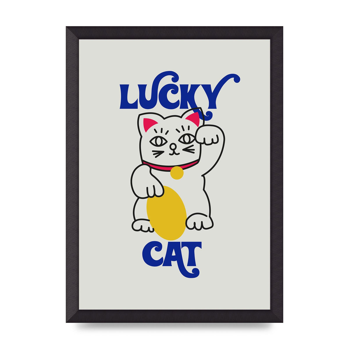 Lucky Cat Cartoon" Art For The Home - A3 framed