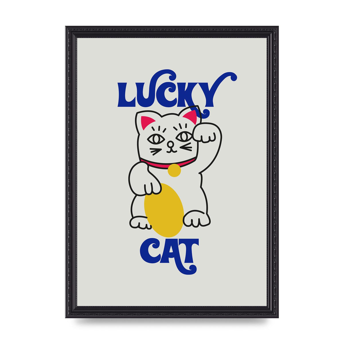 Lucky Cat Cartoon" Art For The Home - A3 framed