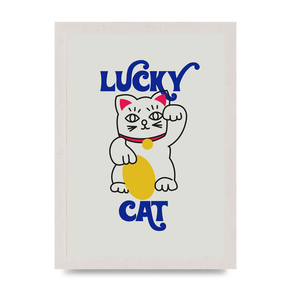 Lucky Cat Cartoon" Art For The Home - A4 framed