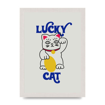 Lucky Cat Cartoon" Art For The Home - A4 framed