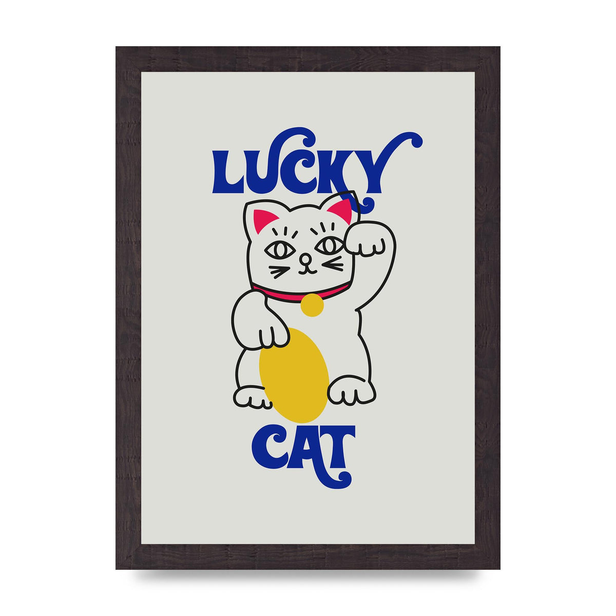 Lucky Cat Cartoon" Art For The Home - A4 framed